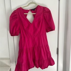Pink puffy sleeve mini dresss